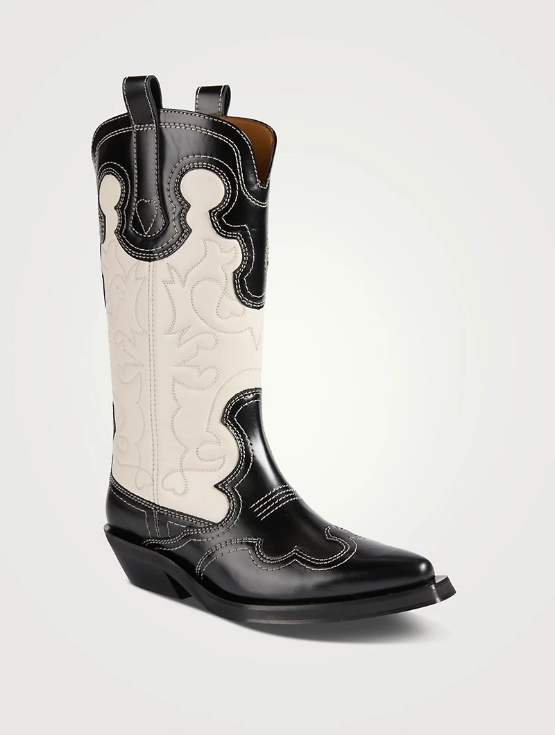 Mid Shaft Embroidered Western Boot