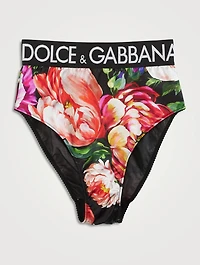 Logo-Band Satin Brief Floral Print
