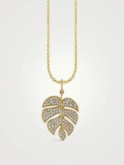 Gold Monstera Leaf Pendant Necklace
