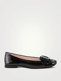 Lacquered Buckle Patent Leather Loafers