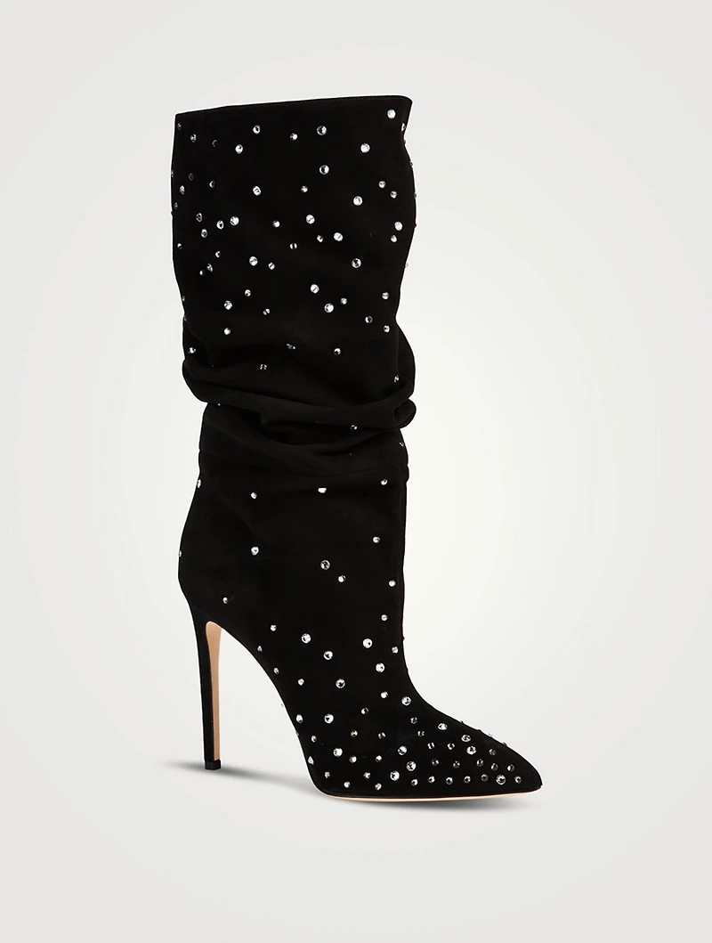 Holly Slouchy Embellished Suede Mid-Calf Boots