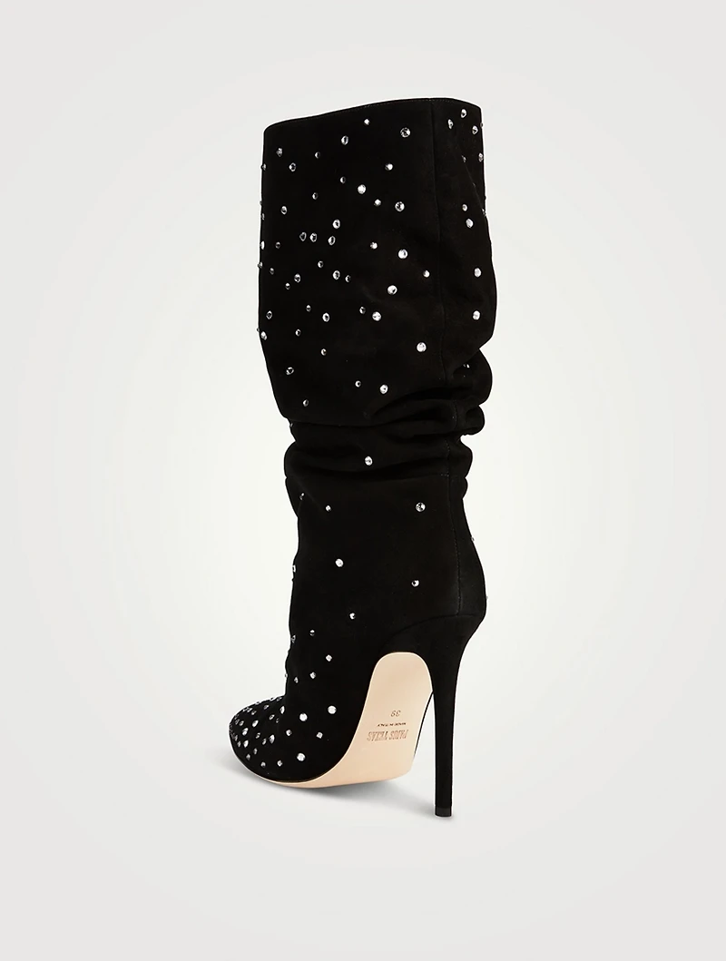 Holly Slouchy Embellished Suede Mid-Calf Boots