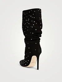 Holly Slouchy Embellished Suede Mid-Calf Boots