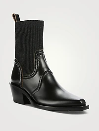 Nellie Leather And Knit Ankle Boots