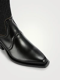 Nellie Leather And Knit Ankle Boots