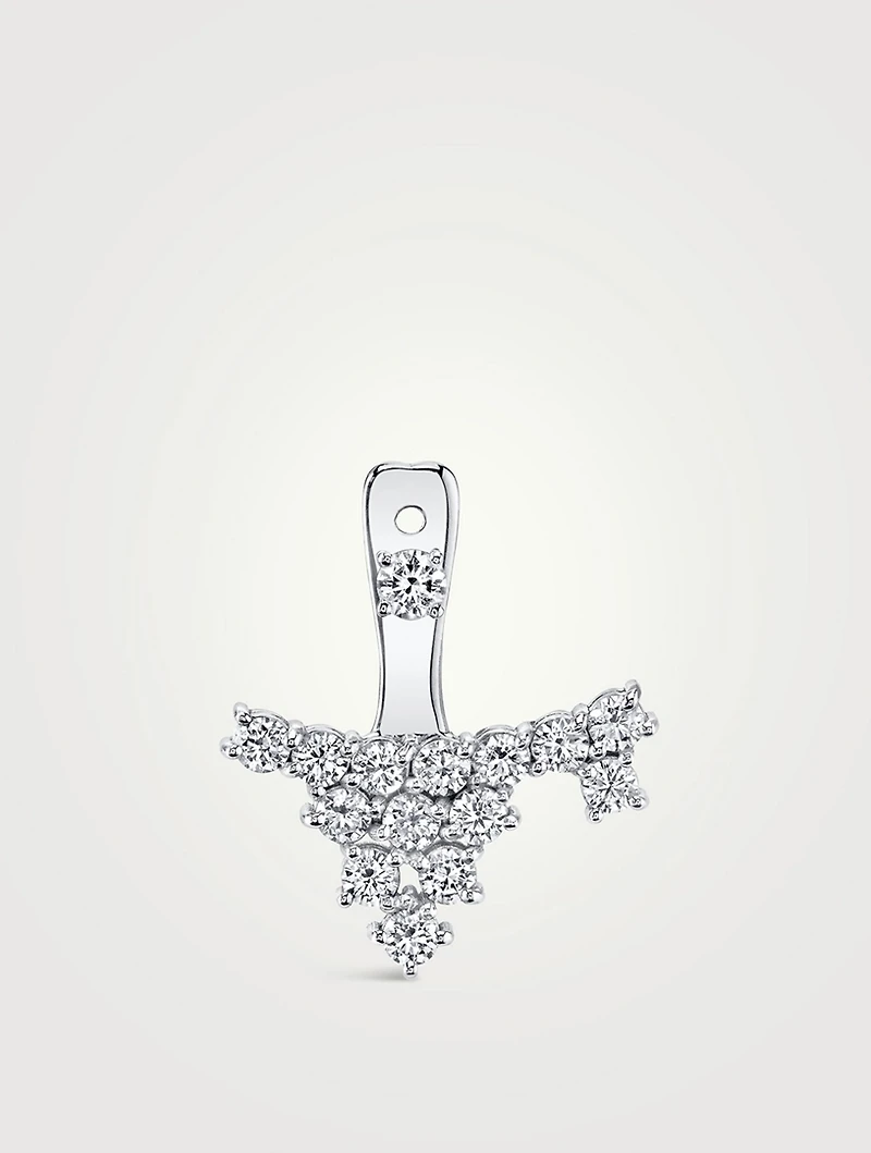 18K White Gold Cluster Ear Jacket With Diamonds