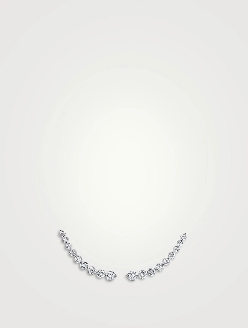 18K White Gold Floating Diamond Earring