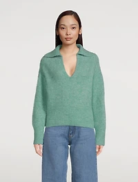Brushed Wool Johnny Collar Sweater