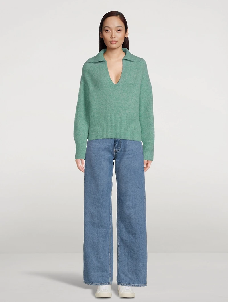 Brushed Wool Johnny Collar Sweater