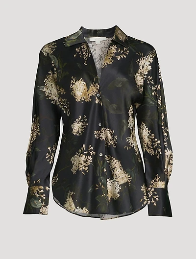 Lilac Bias-Cut Silk Blouse