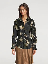 Lilac Bias-Cut Silk Blouse