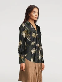 Lilac Bias-Cut Silk Blouse