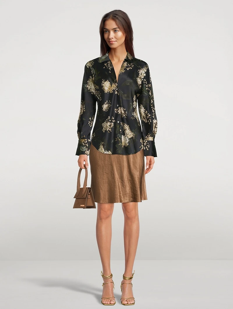 Lilac Bias-Cut Silk Blouse