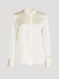 Band Collar Silk Blouse