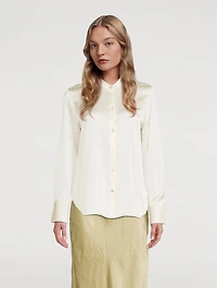 Band Collar Silk Blouse