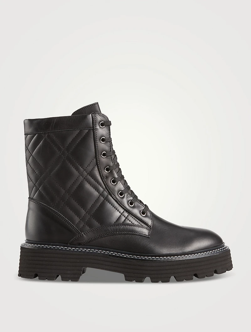 Yasmine Quilted Leather Combat Boots