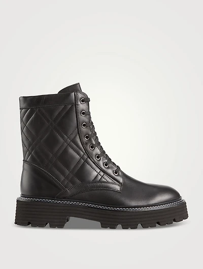 Yasmine Quilted Leather Combat Boots