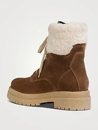 Victor Shearling And Suede Combat Boots