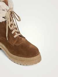 Victor Shearling And Suede Combat Boots