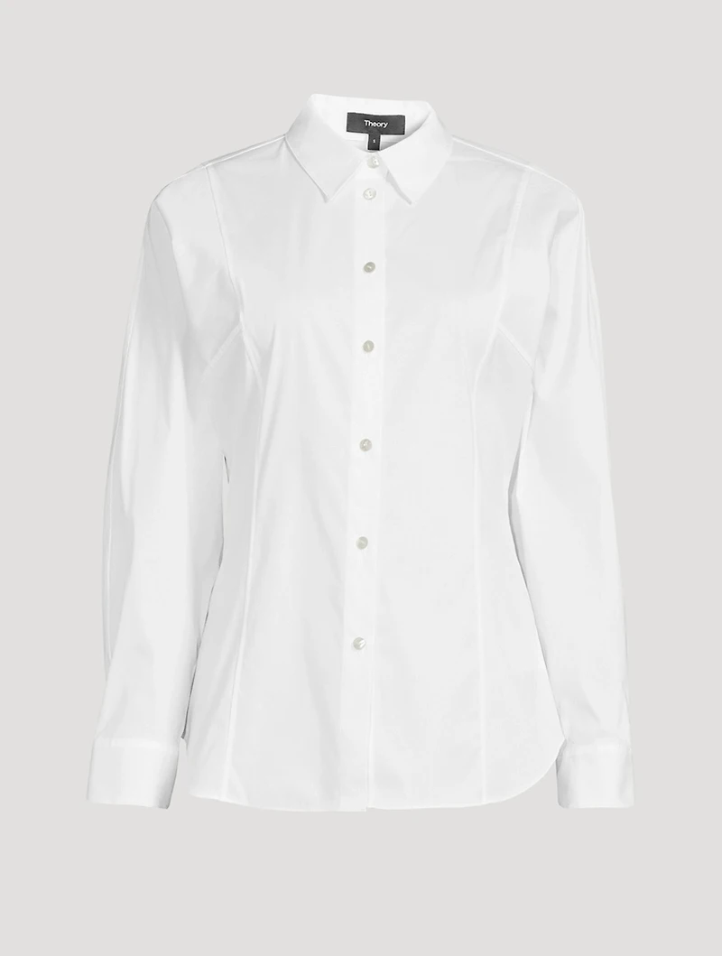Cotton-Blend Seam-Cinched Shirt