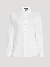 Cotton-Blend Seam-Cinched Shirt