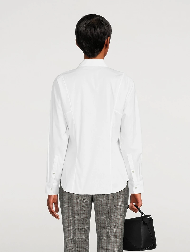 Cotton-Blend Seam-Cinched Shirt
