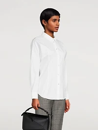 Cotton-Blend Seam-Cinched Shirt