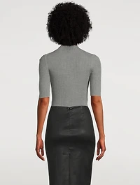 Leenda Short-Sleeve Wool Turtleneck Sweater