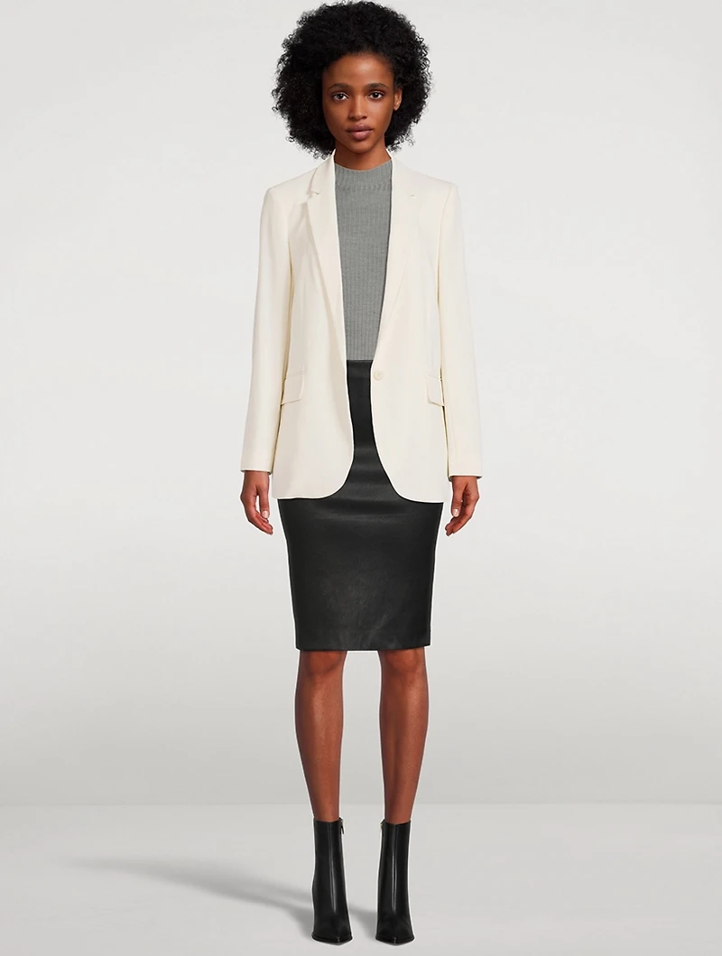 Leenda Short-Sleeve Wool Turtleneck Sweater