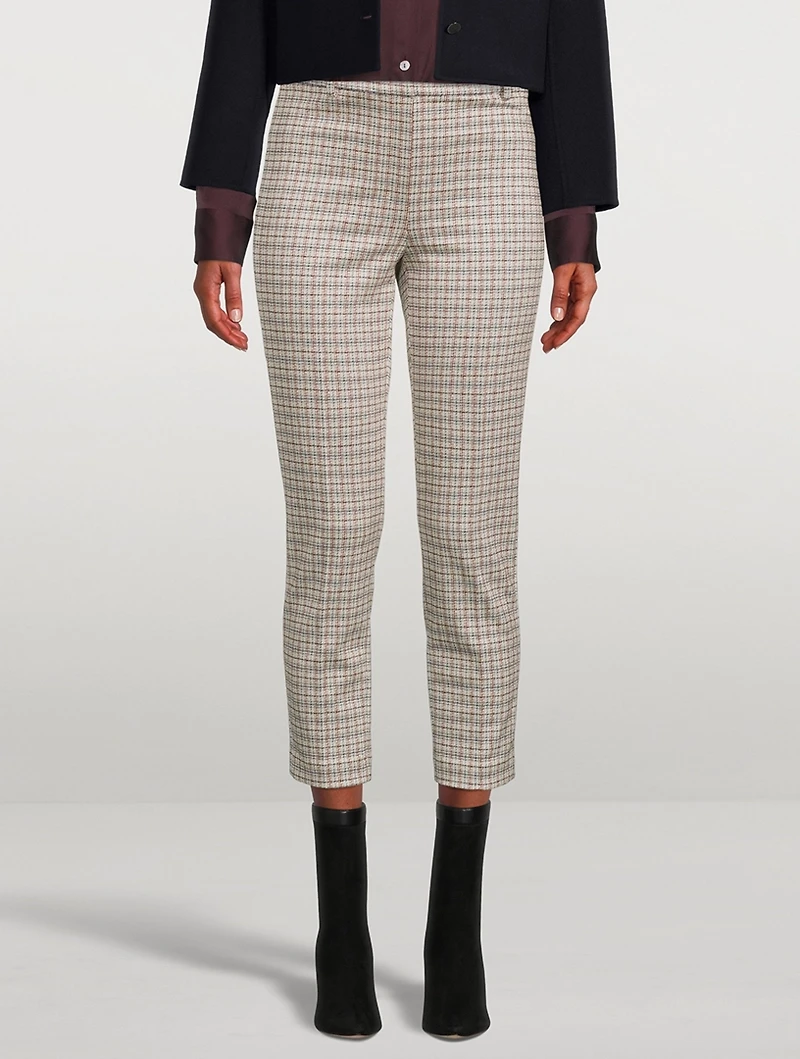 Slim Kick Trousers Grid Print