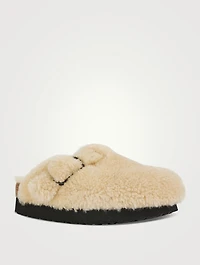 Boston Big Buckle Shearling Clogs