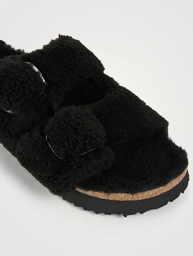Arizona Big Buckle Shearling Slide Sandals