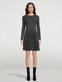 Wool-Blend Pleated Mini Dress