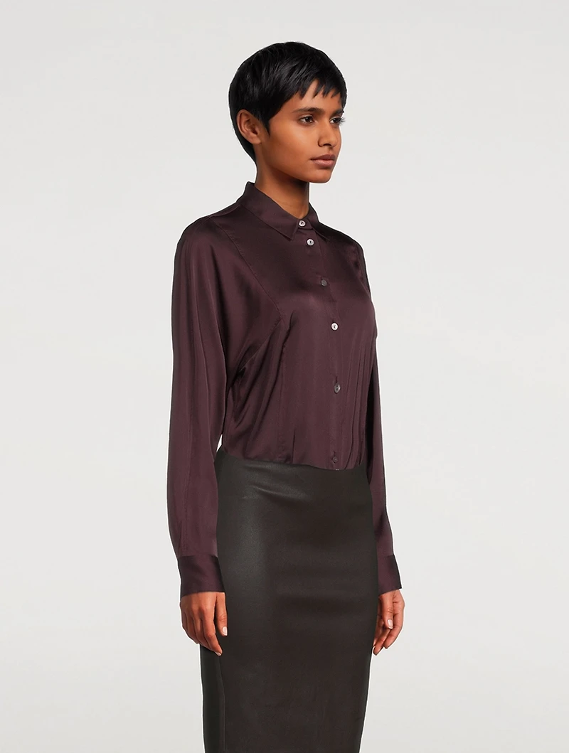 Seam-Cinched Button-Up Shirt
