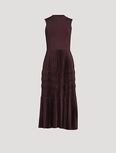 Satin Pleated Midi Dress