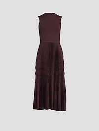 Satin Pleated Midi Dress