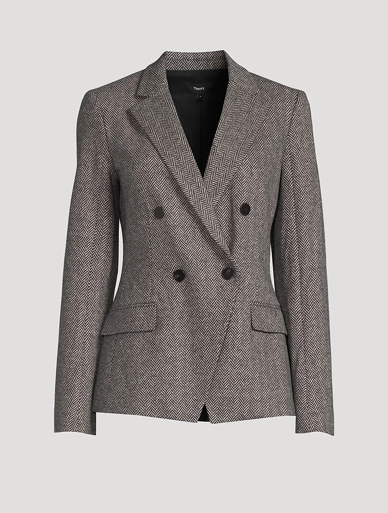 Wool-Blend Angled Blazer
