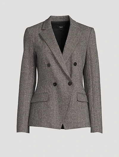 Wool-Blend Angled Blazer