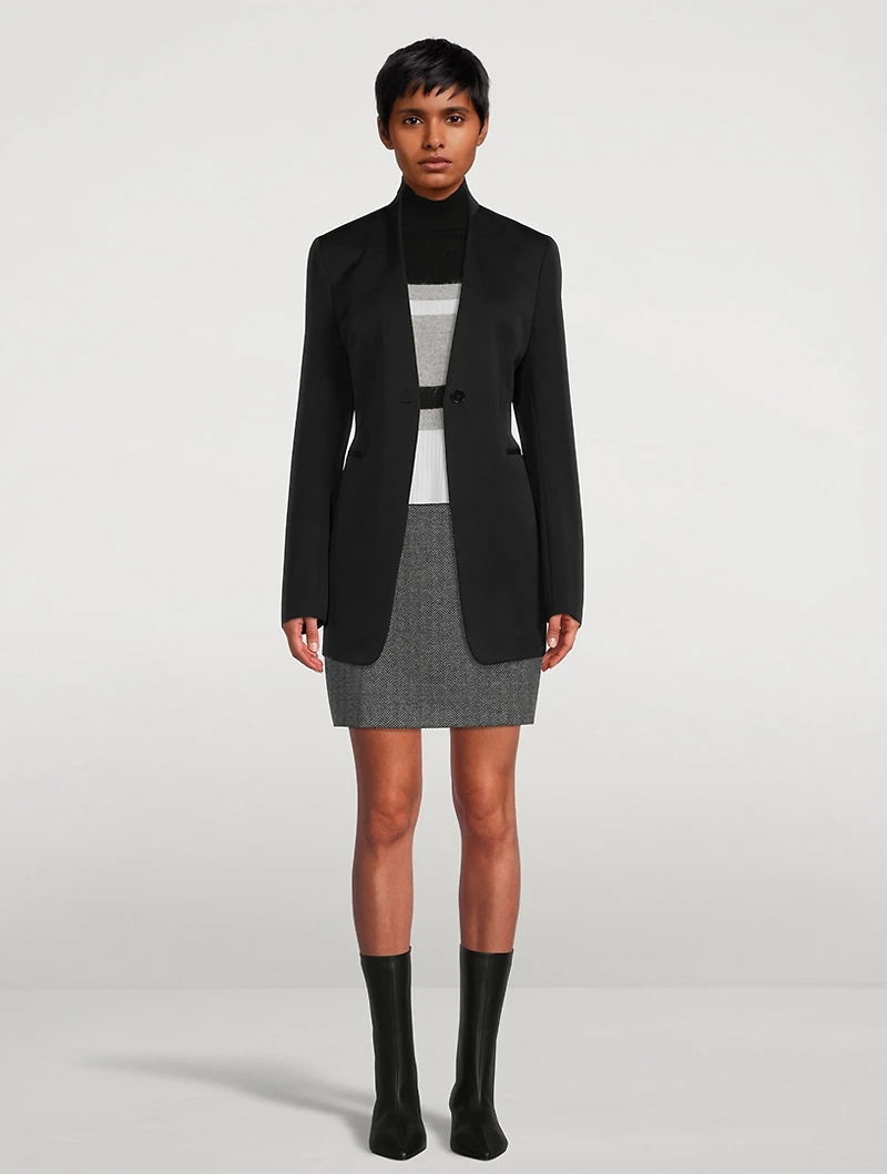 High-Waisted Herringbone Mini Skirt