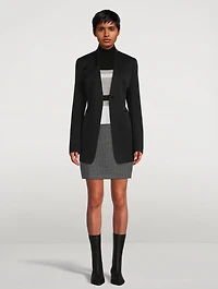High-Waisted Herringbone Mini Skirt