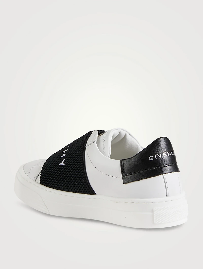 Leather Sneakers With Logo Band