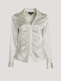 Ruched Button-Down Shirt