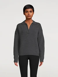 Scalloped Polo Felted Sweater