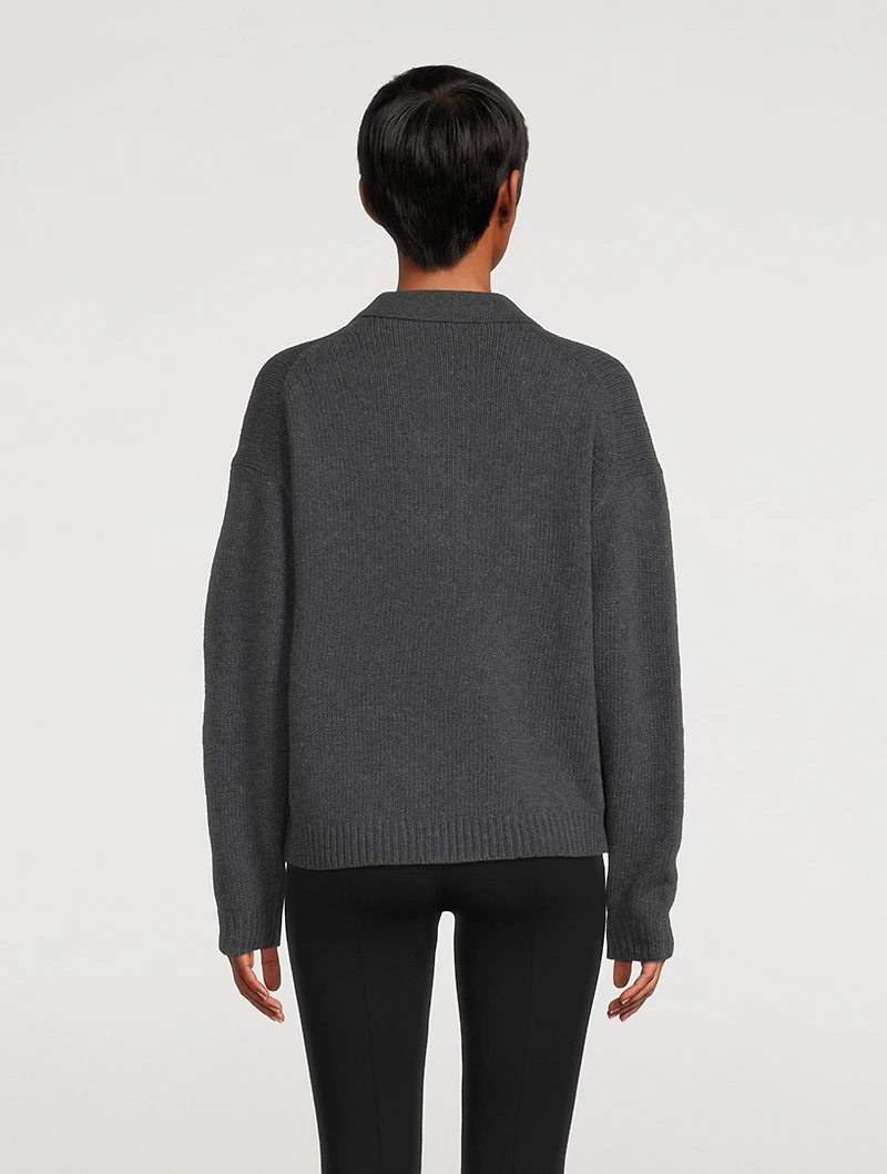 Scalloped Polo Felted Sweater