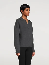 Scalloped Polo Felted Sweater