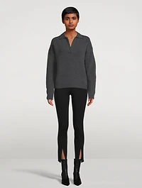 Scalloped Polo Felted Sweater
