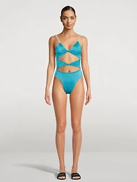 Hereida Pearl-Embellished Cut-Out One-Piece Swimsuit