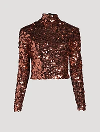 Paillette Mockneck Top