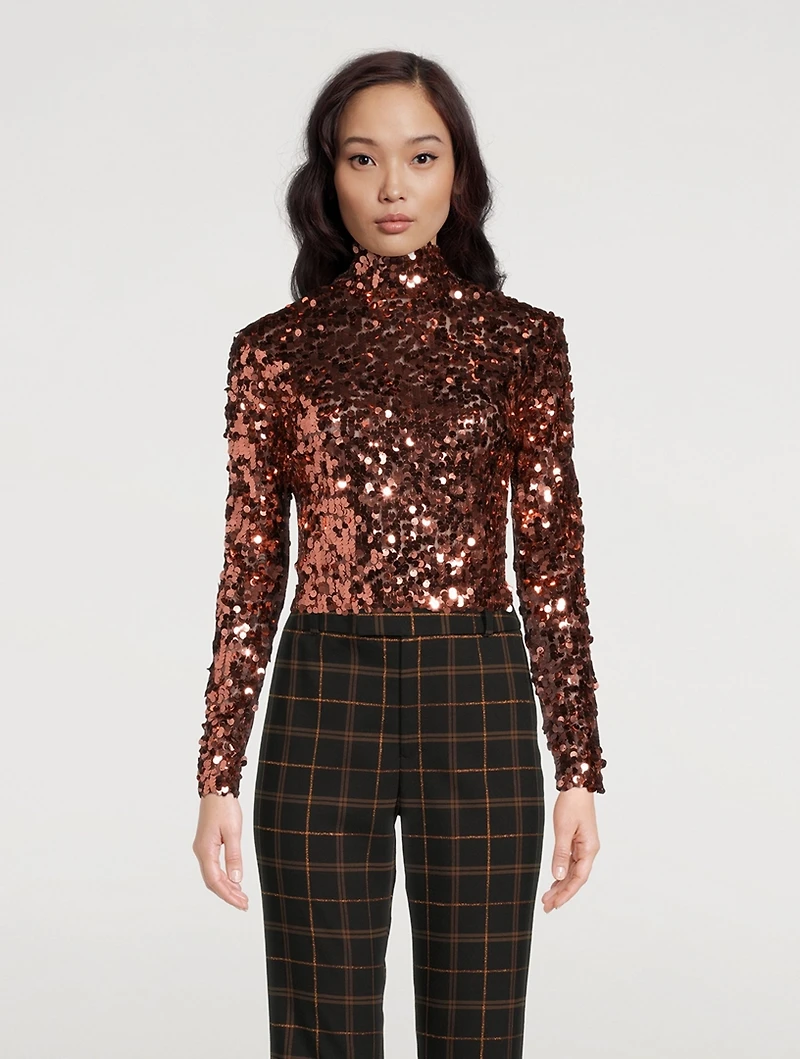 Paillette Mockneck Top