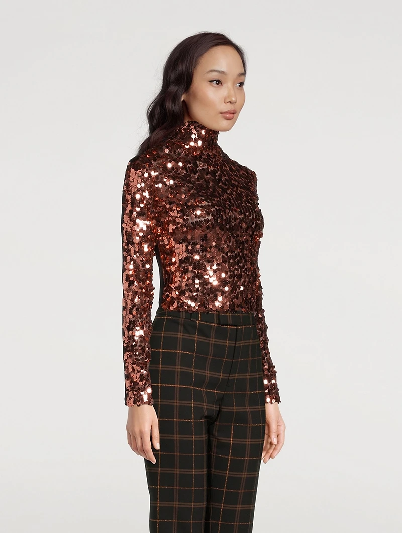 Paillette Mockneck Top